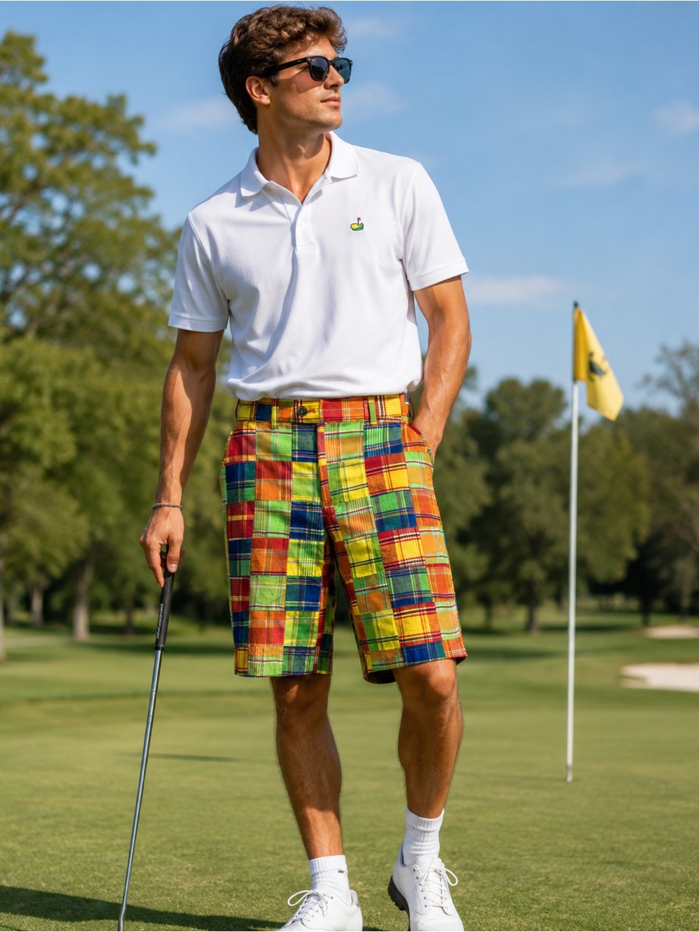 Loudmouth Golf Patchwork Plaid Shorts | Bright Multicolor Madras Golf Shorts